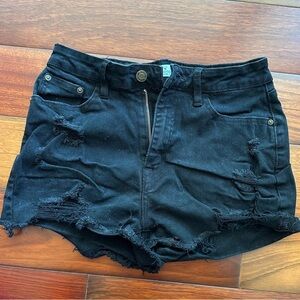 Black Distressed Women Shorts